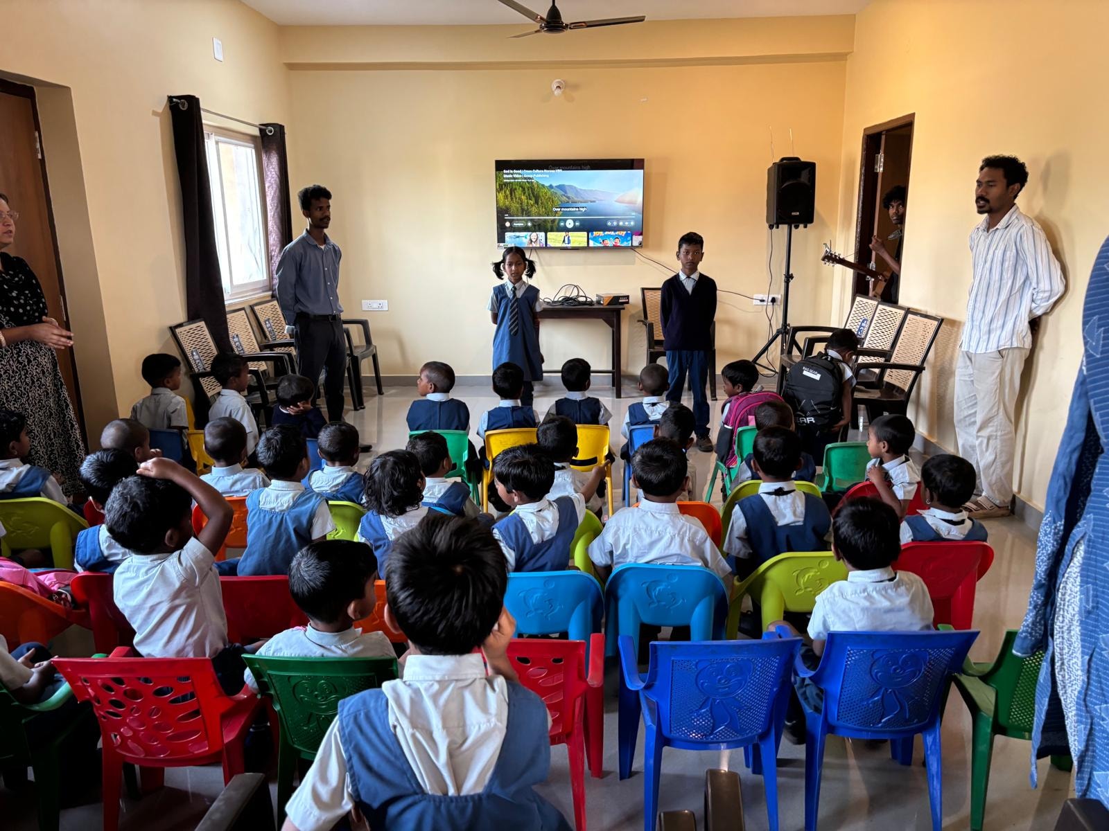 Children at a school assembly event
