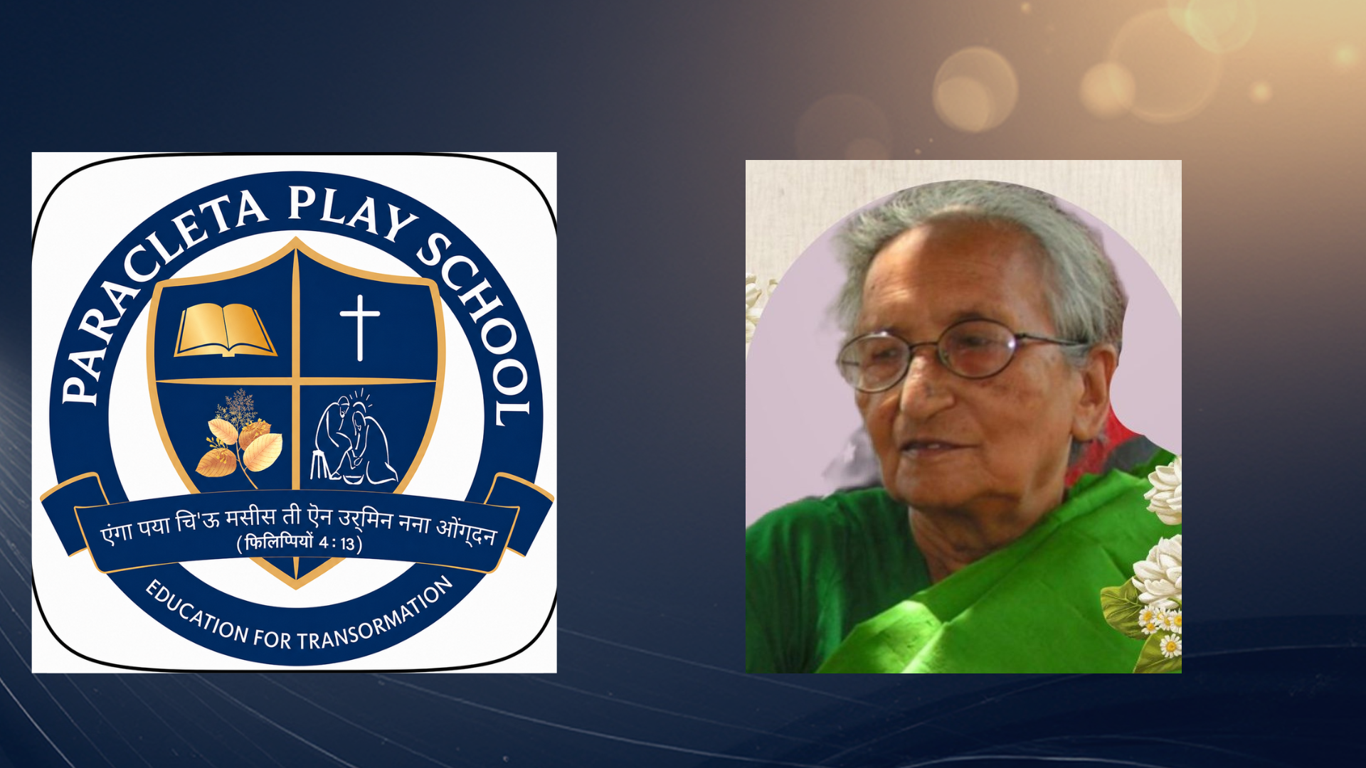 Paracleta Play School logo and photo of Paracleta Marian Minz